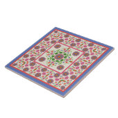 Floral Rangoli Pattern Border, Ecru: Keramische te Tegeltje (Zijkant)