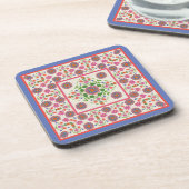 Floral Rangoli Pattern Border op Ecru: Onderzetter (Linkerzijde)