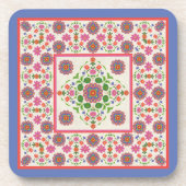Floral Rangoli Pattern Border op Ecru: Onderzetter (Voorkant)