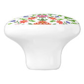 Floral Rangoli Pattern on White Ceramic Knob. Keramische Knop (Zijkant)