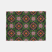 Floral Rangoli Pattern op Black Fleece Blanket Deken (Voorkant (Horizontaal))