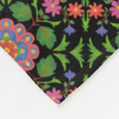 Floral Rangoli Pattern op Black Fleece Blanket Deken (Hoek)
