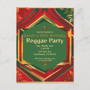 Floral Rasta Kleuren  Reggae Party Briefkaart