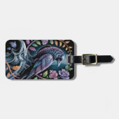 Floral Raven Black Bagagelabel (Voorkant horizontaal)