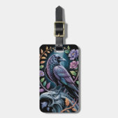 Floral Raven Black Bagagelabel (Voorkant verticaal)