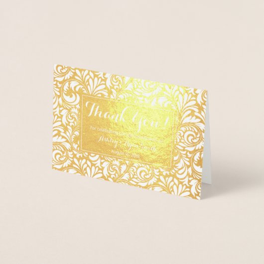 Floral Real Gold Folie Trouwfoto Dank u Folie Kaarten (Voorkant)