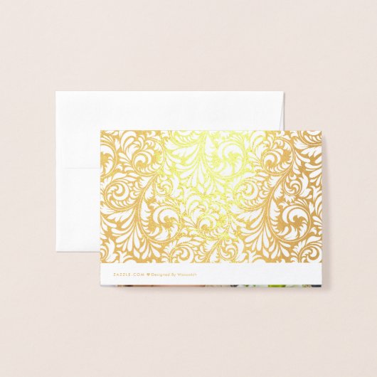 Floral Real Gold Folie Trouwfoto Dank u Folie Kaarten (Met envelop)