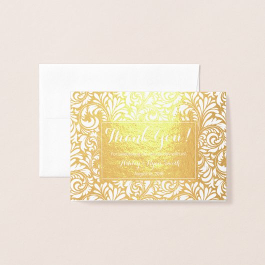 Floral Real Gold Folie Trouwfoto Dank u Folie Kaarten (Voorkant met envelop)