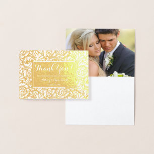 Floral Real Gold Folie Trouwfoto Dank u Kaarten