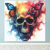 Floral Rebirth Skull Canvas Afdruk (Insitu (Houten vloer))