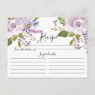 Floral Recipe Card voor de Waterverf van Lavender Briefkaart