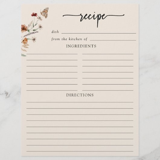 Floral Recipe Page (Achterkant)