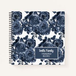 Floral Recipe Waterverf Navy Blue Indigo Notitieboek