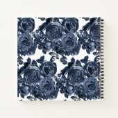 Floral Recipe Waterverf Navy Blue Indigo Notitieboek (Achterkant)