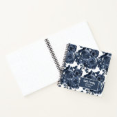 Floral Recipe Waterverf Navy Blue Indigo Notitieboek (Binnen)