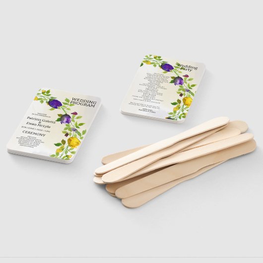 Floral Rectangle trouwprogramma Handwaaier (Niet-gemonteerd)