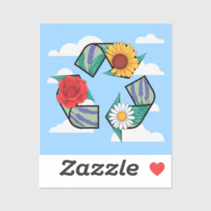 Floral Recycling Symbol   Eco-Friendly Nature Sticker