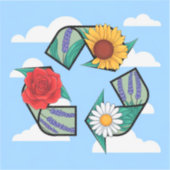 Floral Recycling Symbol | Eco-Friendly Nature Sticker (Voorkant)