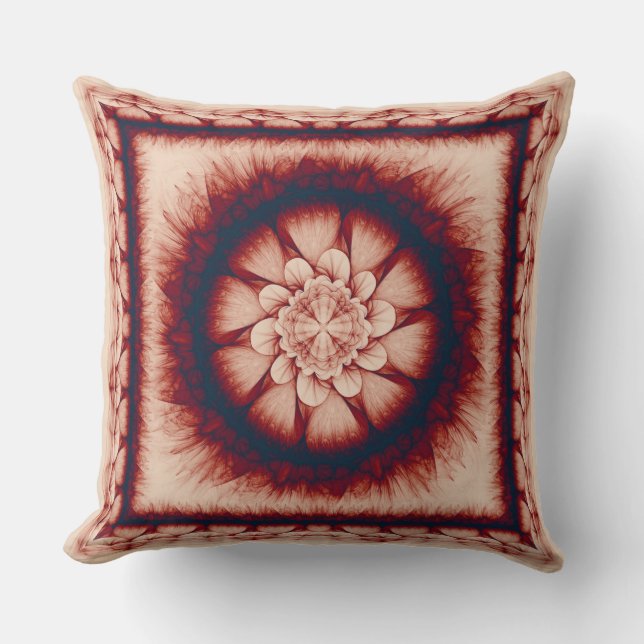 Floral red abstract ornament kussen (Voorkant)