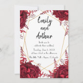 Floral red and gold Set 1 Wedding Invitation Kaart (Voorkant)