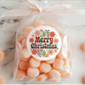 Floral Red and Green Merry Christmas Envelope Seal Ronde Sticker