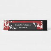 Floral Red Black White Cherry Blossom Bureau Naambordje (Voorkant)