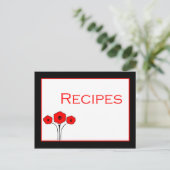 Floral Red Black White Recipcard Briefkaart (Staand voorkant)