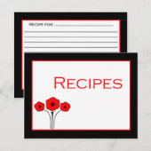 Floral Red Black White Recipcard Briefkaart (Voorkant / Achterkant)