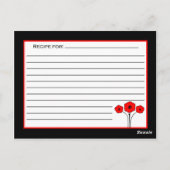 Floral Red Black White Recipcard Briefkaart (Achterkant)
