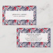 Floral Red + Blue Poppy Floral Generic Sjabloon Bu Visitekaartje (Voorkant / Achterkant)