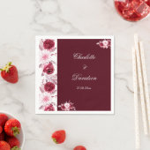 Floral Red Burgundy Blush Pink Waterverf Weddensch Servet (Insitu)