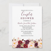 Floral Red Burgundy Marsala Wedding Couples Shower Kaart (Voorkant)