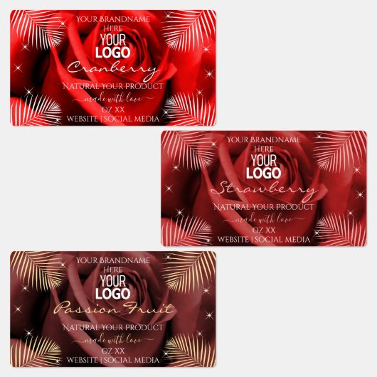 Floral Red Burgundy Product Packaging Labels Logo (Groep)