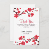 Floral Red Cherry Blossom Sakura Birthday Bedankkaart (Voorkant / Achterkant)
