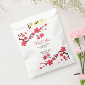 Floral Red Cherry Blossom Sakura Dank u Bedankzakje (Gezegeld)