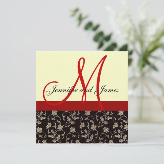 Floral Red Cream Black Kaart (Staand voorkant)