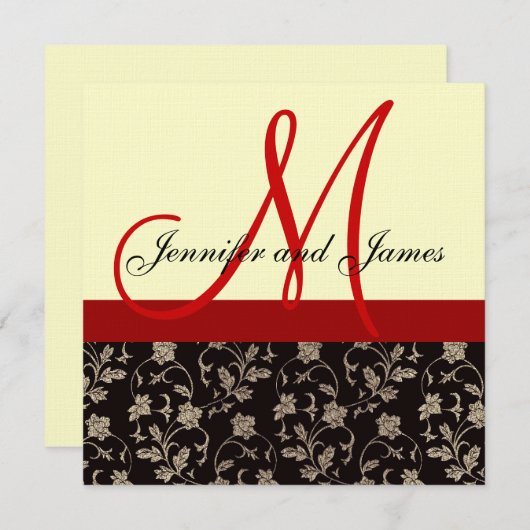 Floral Red Cream Black Kaart (Voorkant / Achterkant)