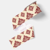 Floral Red Damask Patroon Grosgrain Lint (Achterkant)