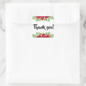 Floral Red Dank u Burgundy Flowers Black Vierkante Sticker (Tas)