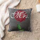  Floral Red en Gray Bride's Pillow Kussen (Deken)