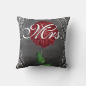  Floral Red en Gray Bride's Pillow Kussen (Achterkant)
