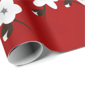 Floral Red en White Cherry Blossom Cadeaupapier (Rol Hoek)