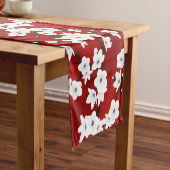 Floral Red en White Cherry Blossom Korte Tafelloper (Voorbeeld)