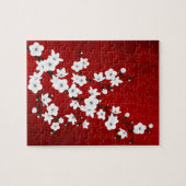 Floral Red en White Cherry Blossom Legpuzzel (Horizontaal)