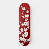 Floral Red en White Cherry Blossom Persoonlijk Skateboard (Voorkant)