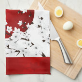 Floral Red en White Cherry Blossom Sun Theedoek (Quarter Fold)