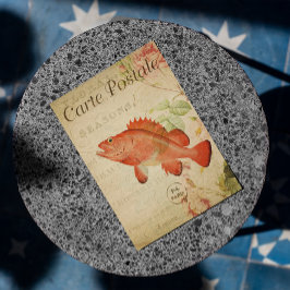  Floral Red Fish Roses Frans Briefkaart