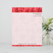 Floral Red Garden Lilies Botanical Custom Address Persoonlijk Briefhoofd (Staand voorkant)