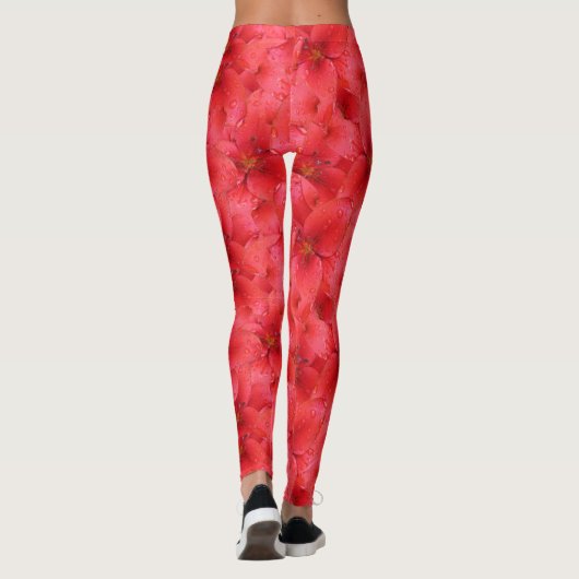 Floral Red Garden Lilies Foto Leggings (Achterkant)