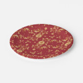 Floral Red Gold Stars kerstfeest Metallic Papieren Bordje (Gekanteld)